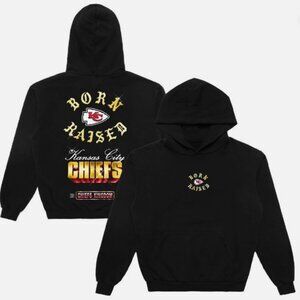 Born x Raised Kansas City Chiefs Chrome Rocker Hoodie Black Pullover NFL Unisex